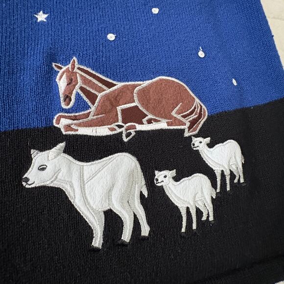 Westbound Woman Nativity Christmas Sweater Vest 1X Embroidered Religious - Picture 5 of 8